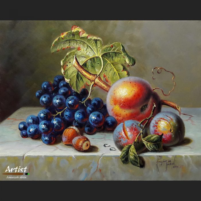 آموزش نقاشی رنگ روغن میوه